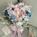 bouquet 'sea'  ブルーとブラッシュピンクのクラッチブーケ ドライフラワーブーケ