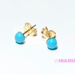 【天然石ピアス】ターコイズ　14kgfピアス　ハンドメイド 