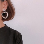 BIG シルバー ハート フープピアス