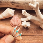 8号【サイズ調整不可】《silver925》turquoise×flower ring＊