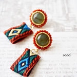 𖧷再販10𖧷 ビーズ刺繍とオルテガリボンのイヤリング