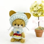 k様ご注文品『モヘヤ仕立てのきつねちゃん♪ニット帽かぶってます！』