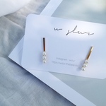 ゴールド 三連パール バー  ピアス/イヤリング