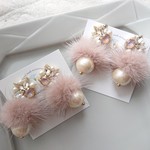 2019 aw新作大人可愛いくすみピンクミンクファー×モカスワロフスキー