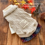 ★オーダー★ベージュ★アラン風ニットのショールカラーベスト