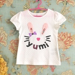 お名前入り♡ふわふわのうさぎ耳半袖Tシャツ