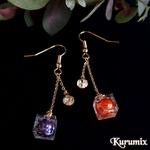 🎃新作🎃【送料無料】◆◇ピアス・イヤリング選べます◇◆ハロウィンカラー・パールキューブ レジンピアス／イヤリング
