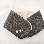 ネックウォーマー　こでまり刺繍ネップこげ茶×ベージュファー   
