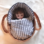 ソランちゃん メルちゃん クーファン   バスケット×ストライプ