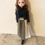 サイドプリーツ、ラップスカート☆リカちゃん用