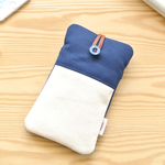 帆布と本革のスマホポーチ（ネイビー）　受注制作