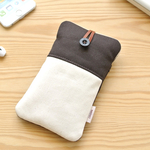帆布と本革のスマホポーチ（ダークブラウン）受注制作