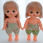 メルちゃんサイズ　ブルマパンツ２枚セット　みどりのナチュラル系お花柄