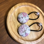 お花柄♡くるみボタンのヘアゴム♡ピンク
