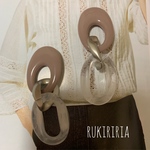 RUKIRIRIA #362 ピンクベージュ×シルバー×クリアピアス  大ぶりピアス 大ぶりイヤリング 