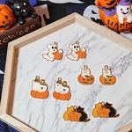 【素材】🎃 ハロウィン 🎃 エポ付きチャーム カボチャ&猫