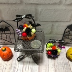 ハロウィンフルーツフラワーアレンジ黒色ミニチュア、ミニチュア、インテリアに(*^_^*)