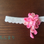 ちんまり姫のヘアバンド  ピンク小花