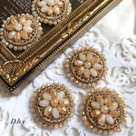 【1個】ビーズ刺繍パーツ/カボション/ベージュ/40mm