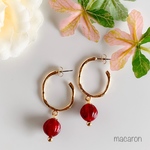 オーバルフープピアス*ダークレッド*