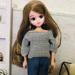 リカちゃん服♡杢グレーオフショルカットソー♡単品♡リアルクローズ  