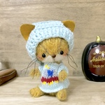 N様ご注文品『モヘヤ仕立てのきつねちゃん♪ニット帽かぶってます！』