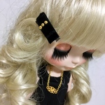 ドール用ヘアピン黒リボン