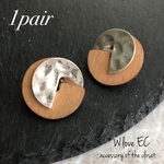 silver メタル×ウッドピアス