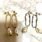おおぶり  しずくパールのピアス シルバー