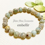 Natural green beige ＊インプレッションストーン＊天然石/パワーストーンブレスレット