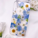 【iPhoneX/XS】押し花iPhoneケース(ブルーしきつめ20190923）