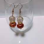 レトロ 大ぶり ピアス 赤系