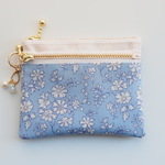 LIBERTY　Capel　カペル　35B　スカイブルー　wファスナー・クリアポケット付きminiポーチ　◆suicaケース・パスケースにも♪