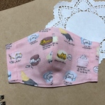 幼児子供用ガーゼマスク（ピンク猫マカロン）