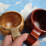 devitaku 様受注作品　花梨と古木の栃のペアコーヒーカップ　一木彫り