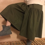  ギャザーたっぷりガウチョ★ミディアム丈★カーキ