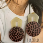 RUKIRIRIA #364 ベージュ×レオパードピアス  大ぶりピアス 大ぶりイヤリング 