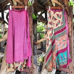 No,110/◆BOHO◆インドサリー▲マキシ丈*リバーシブル巻きスカート