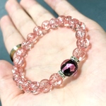 ホタルガラス レッドクラック水晶 虹入り 天然石 数珠 ブレスレット