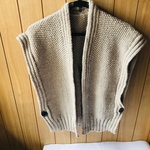 手編み暖かロングベスト  ベーシュ