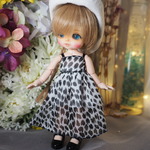 オビツ11　レオパードワンピース　ベースホワイト