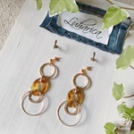 392  ゴールドリングとべっこうチェーンのロングピアス  ルハリカ