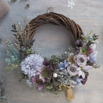 Lune Bonheur＜Shabby chic＞＊受注制作＊幸せ舞い込むミニリース ＊ハーフムーンリース＊プリザーブドフラワー＊リース＊花＊ギフト＊結婚祝い＊記念日＊新築祝い＊クリスマス