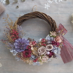 【特集掲載】Lune Bonheur＜Rouge antique＞＊幸せ舞い込むミニリース ＊ハーフムーンリース＊プリザーブドフラワー＊リース＊花＊ギフト＊結婚祝い＊記念日＊新築祝い＊クリスマス