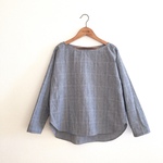 再販★LADY'S★グレンチェックのボートネックブラウス