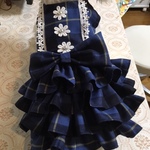 紺系チャックのレースが可愛いワンピース　女の子用　