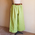 ＊受注製作＊リネン＊ライトグリーン＊ゆったりワイドパンツ＊フリーサイズ