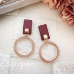 ボルドーピンクリングピアス/イヤリング