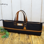 【op様専用】№1146 倉敷帆布フルートバッグ＊ブラック×キャメル