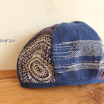 藍染刺繍と　さをり織りの　ベレー帽☆彡8026kuwa1705様専用